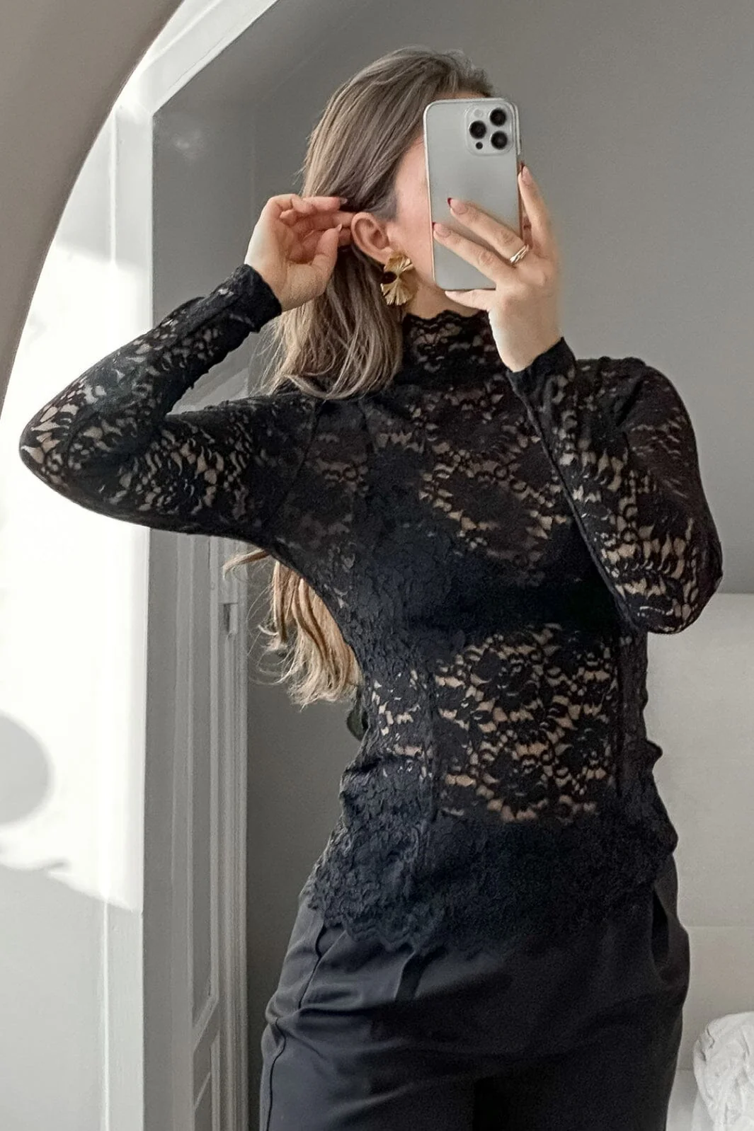Neo Noir Liza Laceflower Blouse black
