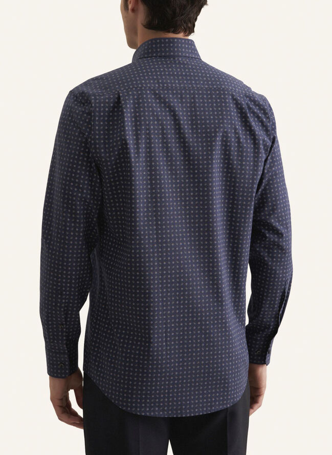 Seidensticker Flannel shirt Regular Long sleeve Kent-Collar Print Blue