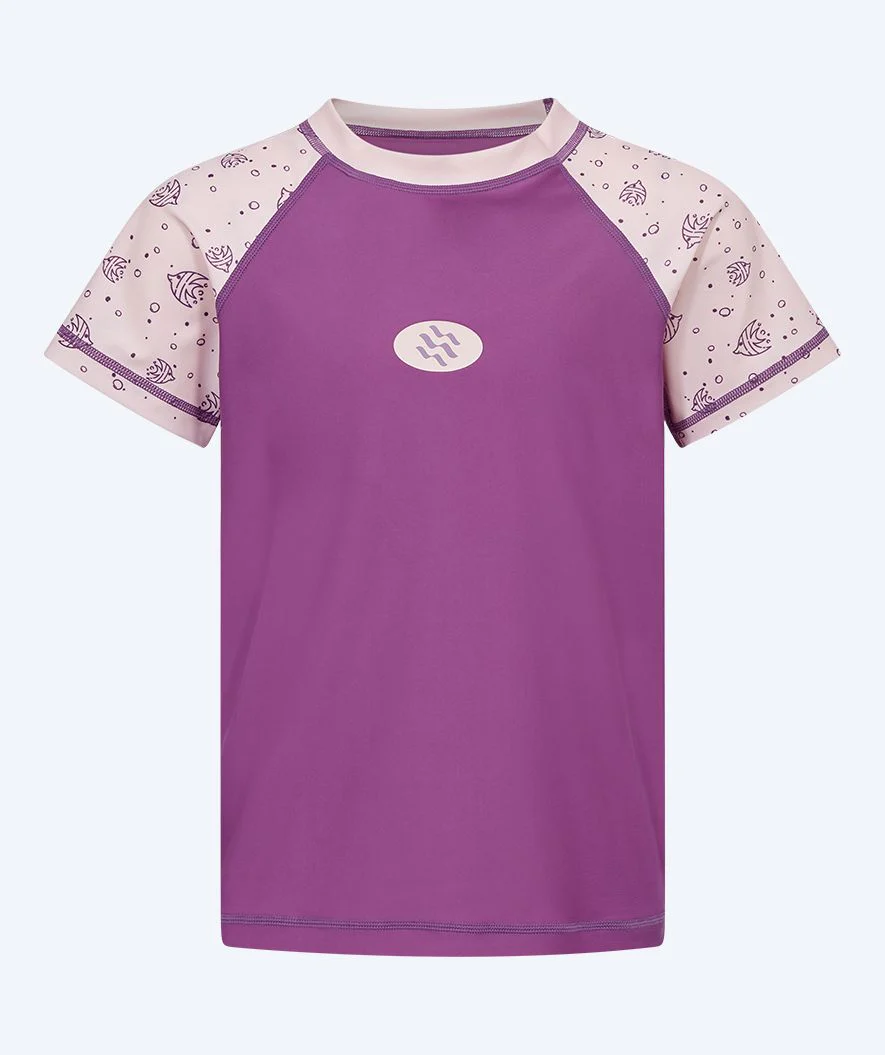 Watery UV-trøje til børn - Brandman Kortærmet Rashguard - Pink/lilla