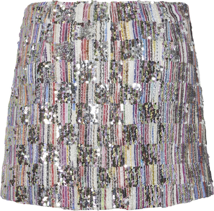 Pieces PCNAINA MW SHORT SEQUINS SKIRT WVN Cloud dancer/multi sequence