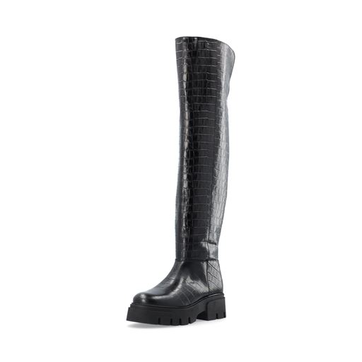 Bianco Kall Over Knee Støvler, Black Croco, 41