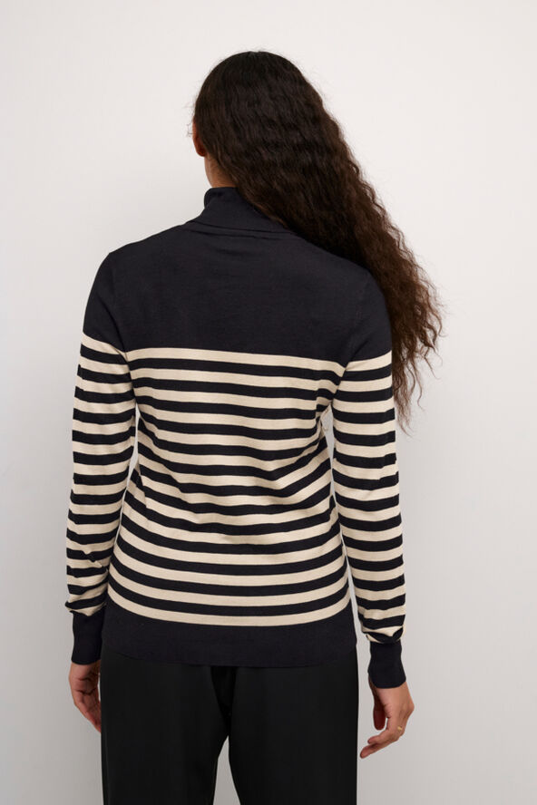 Kaffe KAlizza Striped Roll Neck Black/feather gray mel. stripe