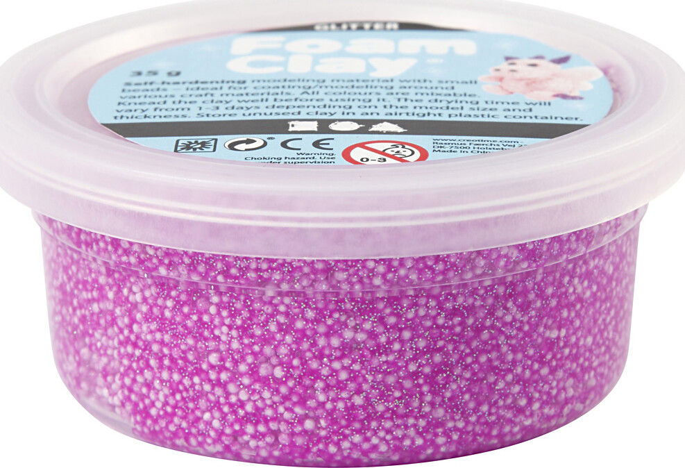 Glitter Foam Clay - Lilla - Modellervoks - 35 G