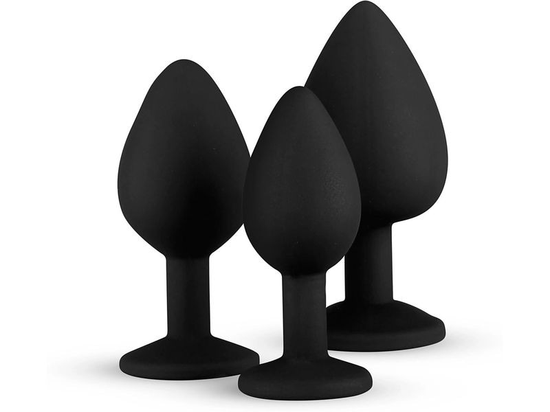 Easytoys Anal Plug aus Silikon mit Diamant Schwarz Sexspielzeug Kollektion für die anale Stimulation