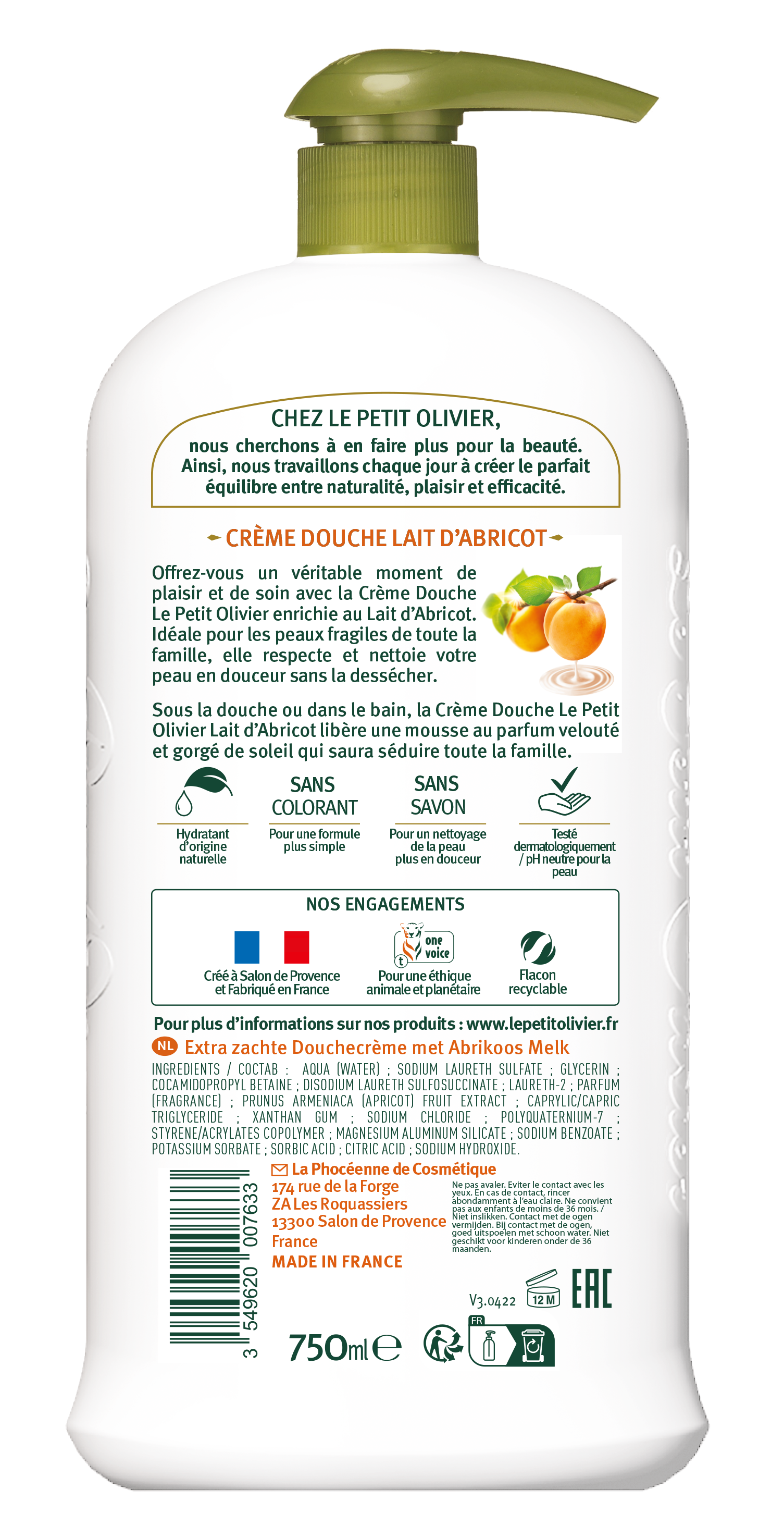 LE PETIT OLIVIER Duschcreme<br>750 ml, Flasche, Aprikosenmilch Hypoallergen