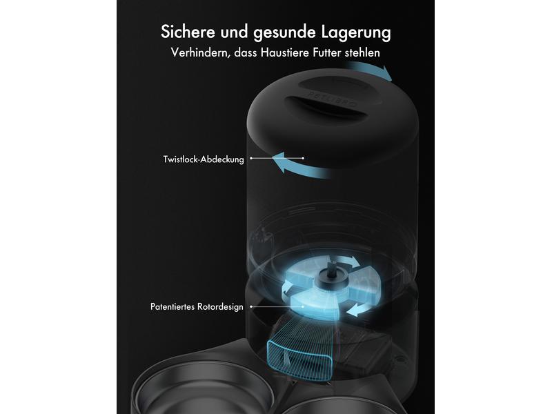 Petlibro Futterautomat Granary Dual Feeder 5 l, Schwarz Automatische Futterstation