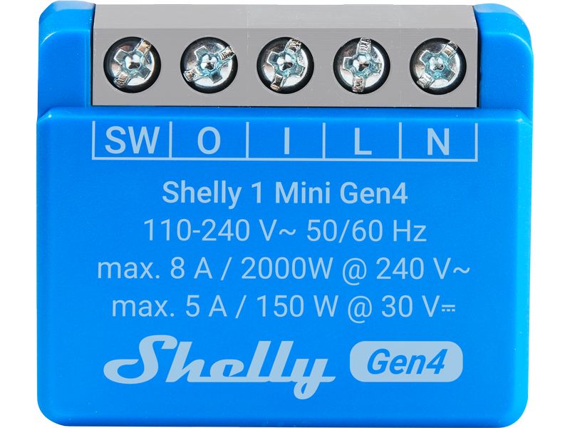 Shelly WLAN-Schaltaktor 1 Mini Gen4 WiFi-Switch Blau, 8 A Wi-Fi-gesteuerter, intelligenter Schalter