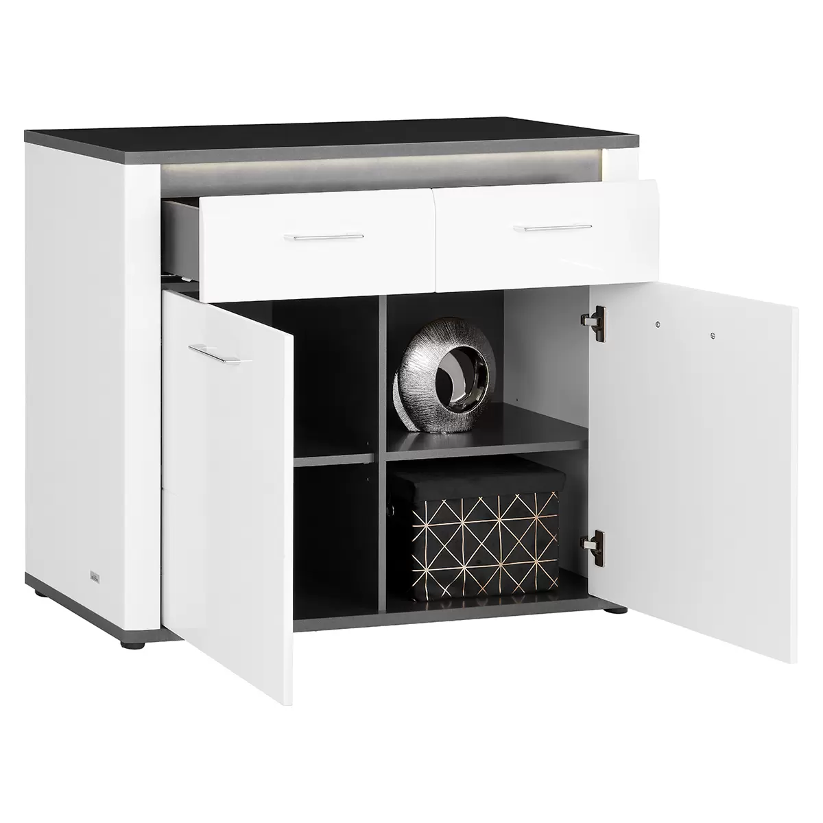 Kommode Alassio weiss,schwarz