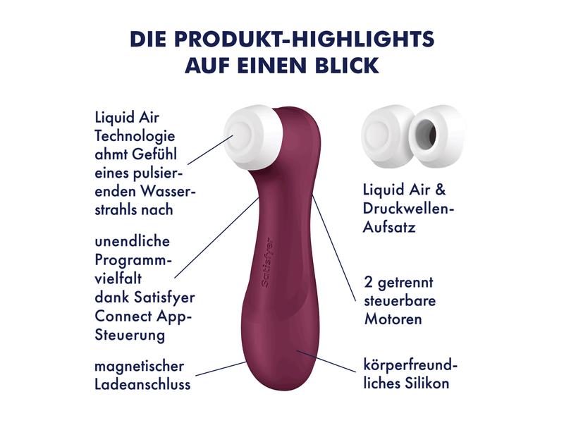 Satisfyer Vibrator Pro 2 Generation 3 bordeaux Hochwertiger Auflegevibrator aus geschmeidigem Silikon für die Frau