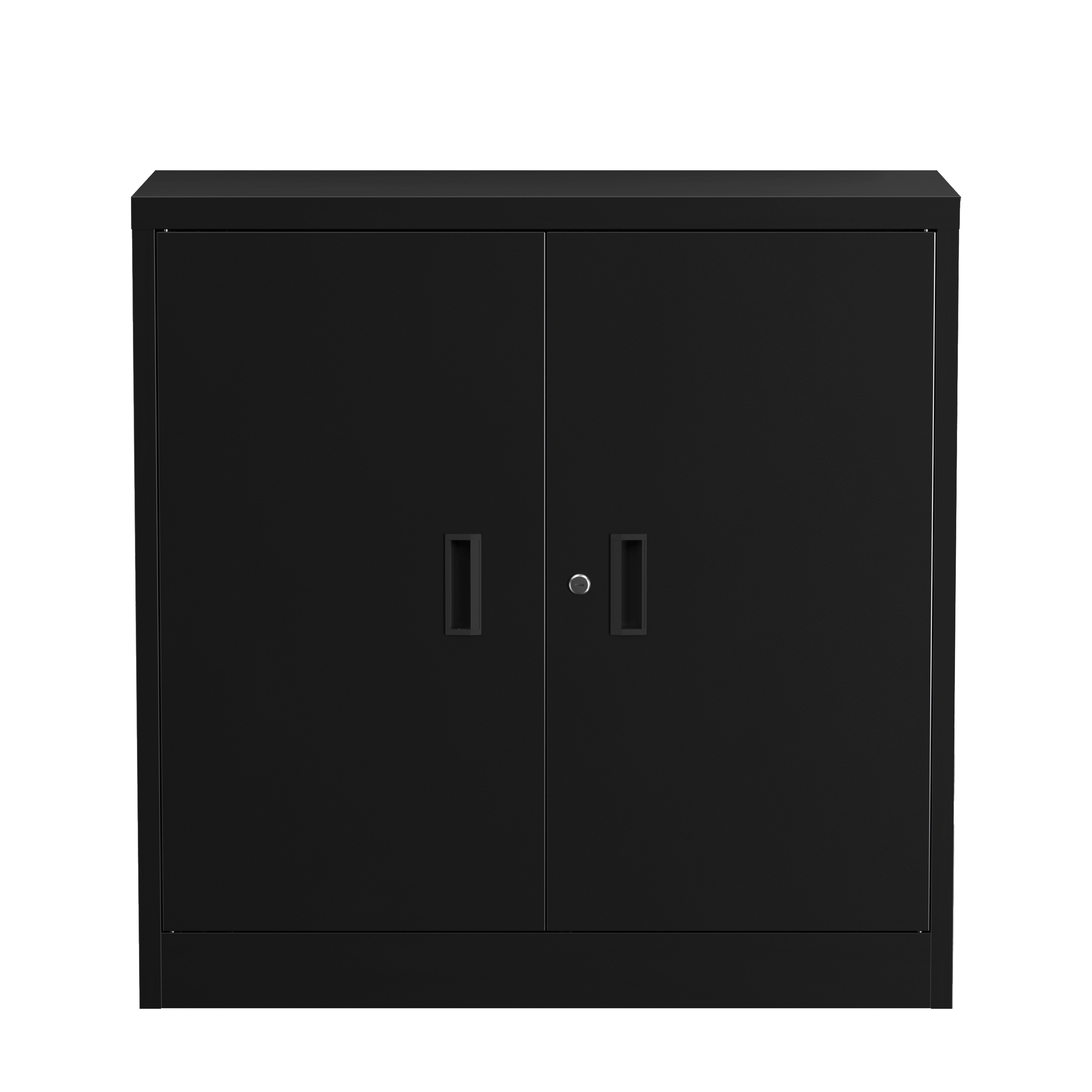 Aktenschrank mit 2 Böden 90 x 90 cm schwarz