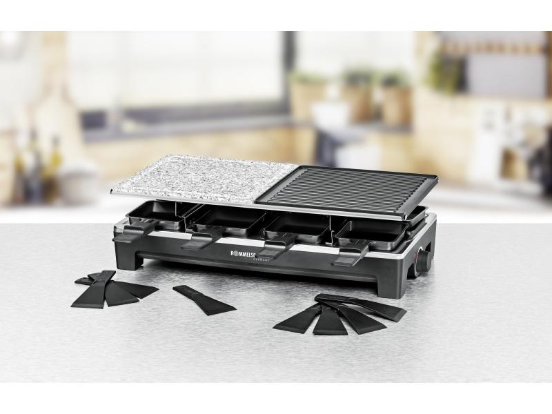 Rommelsbacher Racletteofen RCS 1350 8 Personen Raclette Grill mit zwei Wendegrillplatten