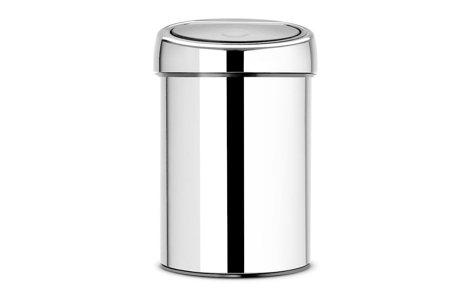 Toucheimer Touch Bin 3 l, Brilliant SteelAbfallbehälter mit Kunststoffeinsatz und Wandhalterung