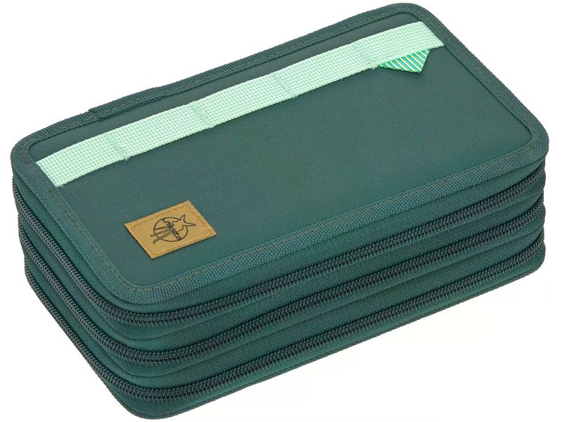 Lässig Etui Triple Unique Ocean Dunkelgrün, befüllt Federmäppchen mit 3 Fächern