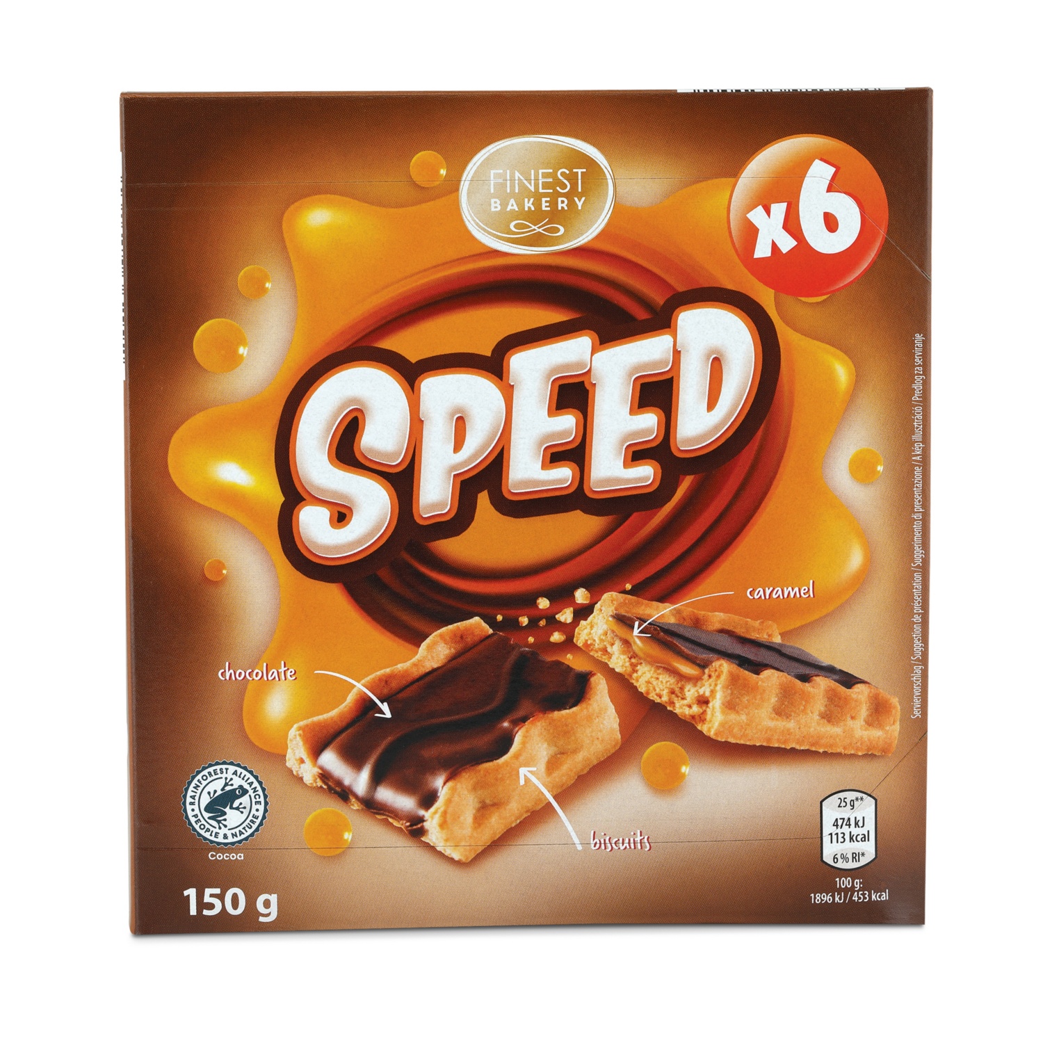 FINEST BAKERY Gebäckriegel, Karamell 6 x 25 g