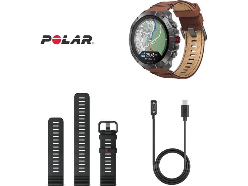 POLAR GPS-Sportuhr Grit X2 PRO Titan Braun Sportuhr mit optischer Pulsmessung und Smartwatch-Navigation