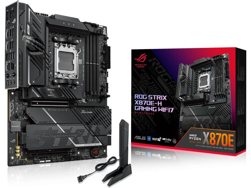 ASUS ROG Mainboard ROG STRIX X870E-H WIFI7 ATX Gaming Mainboard mit AMD X870E Chipsatz und Wi-Fi 7