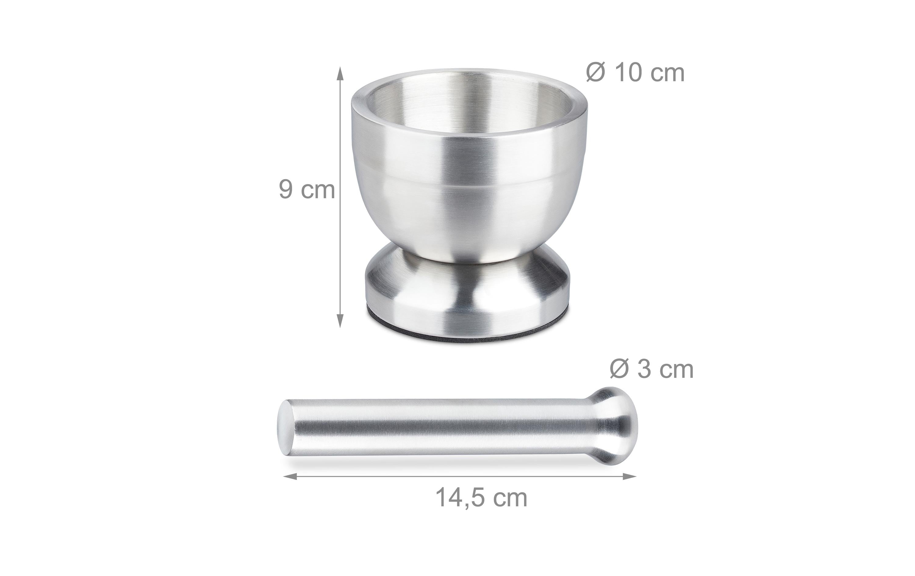 Mörser mit Stössel 10 cm, EdelstahlRunder Handmörser