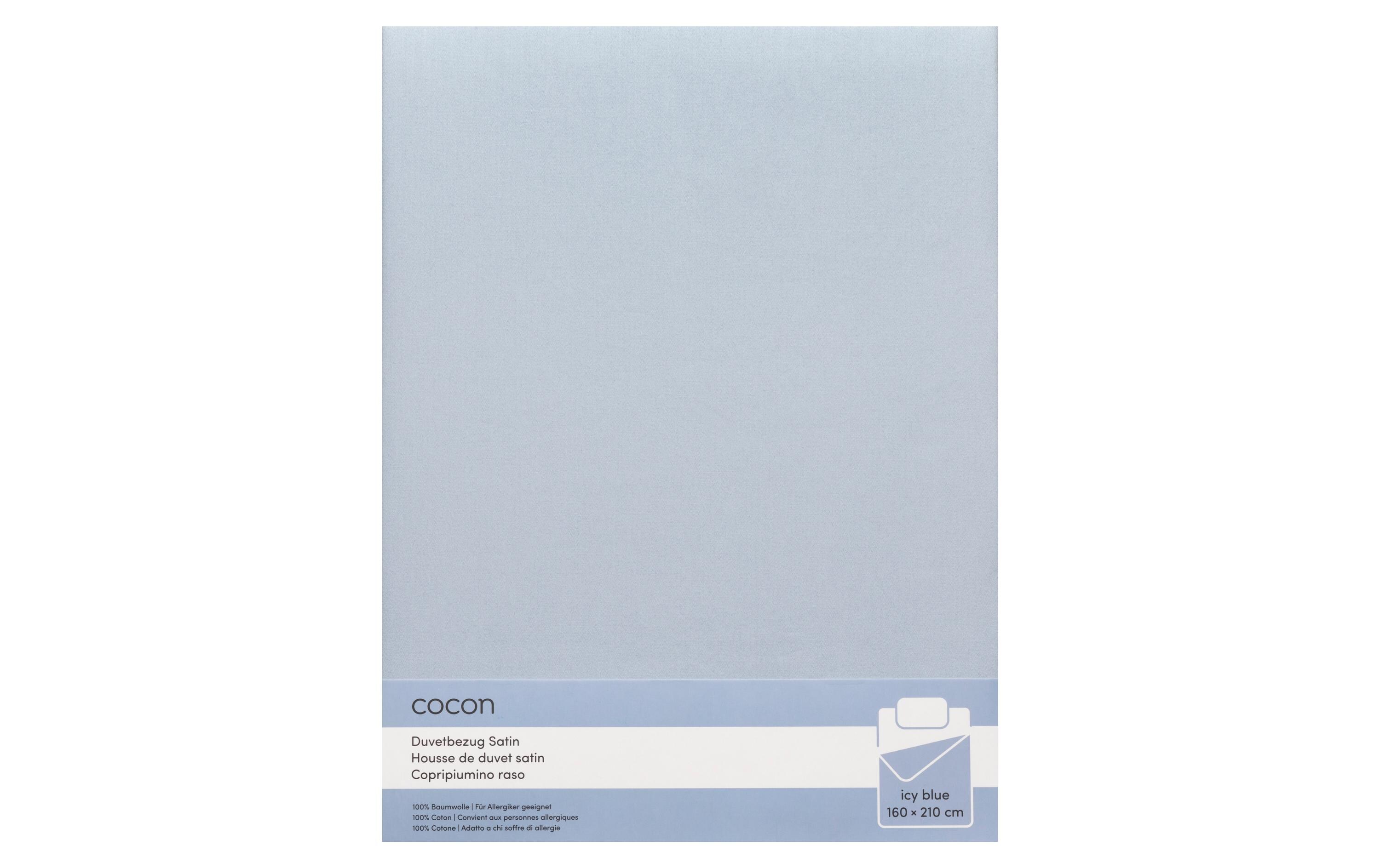 Duvetbezug Satin 160 x 210 cm, EisblauBettbezug aus reinem Baumwollsatin