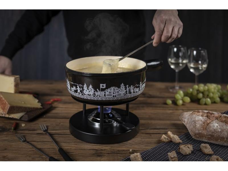 Kuhn Rikon Fondue-Caquelon Induktion Alpweide Schwarz Fonduepfanne