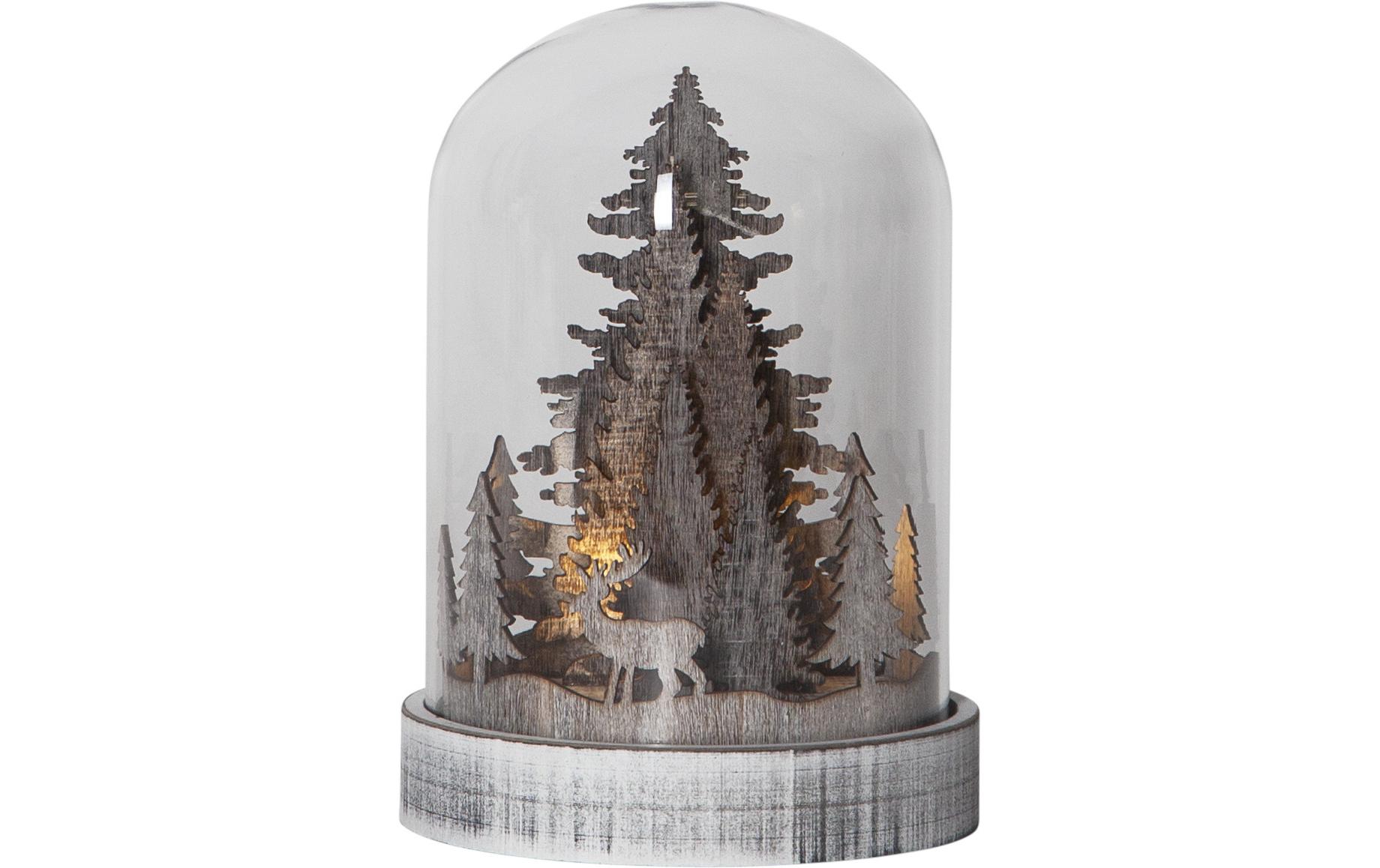 Schneekugel Kupol Winterwald, 17.5 cm, BraunWeihnachtsdekoration mit LED Licht
