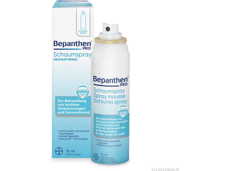 Bepanthen Kühlender Schaumspray 75 ml Kühlendes Schaumspray bei Sonnenbrand und leichten Verletzungen