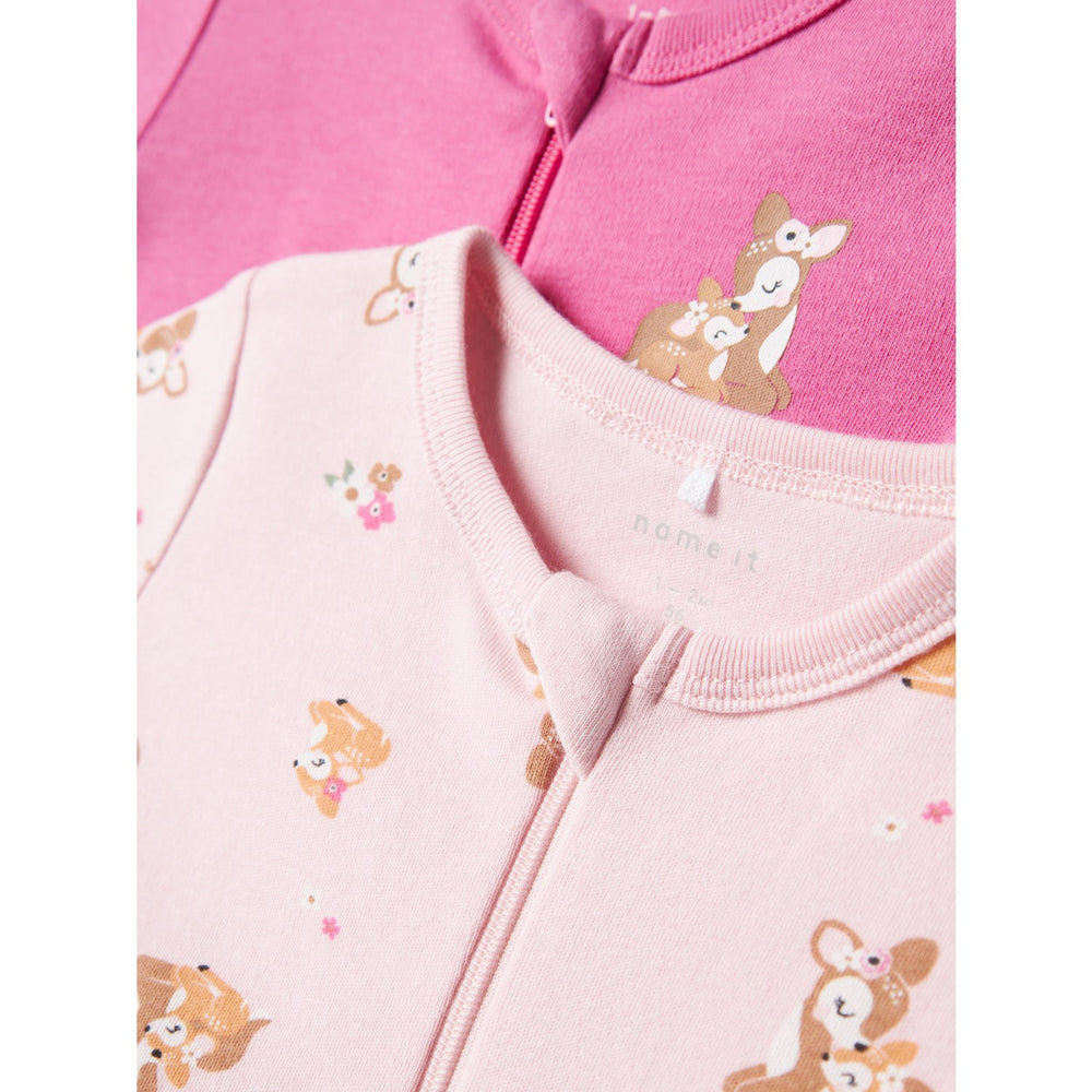 Køb Name It Ibis Rose Natdragt 2-pack Zip Rose Deer Noos