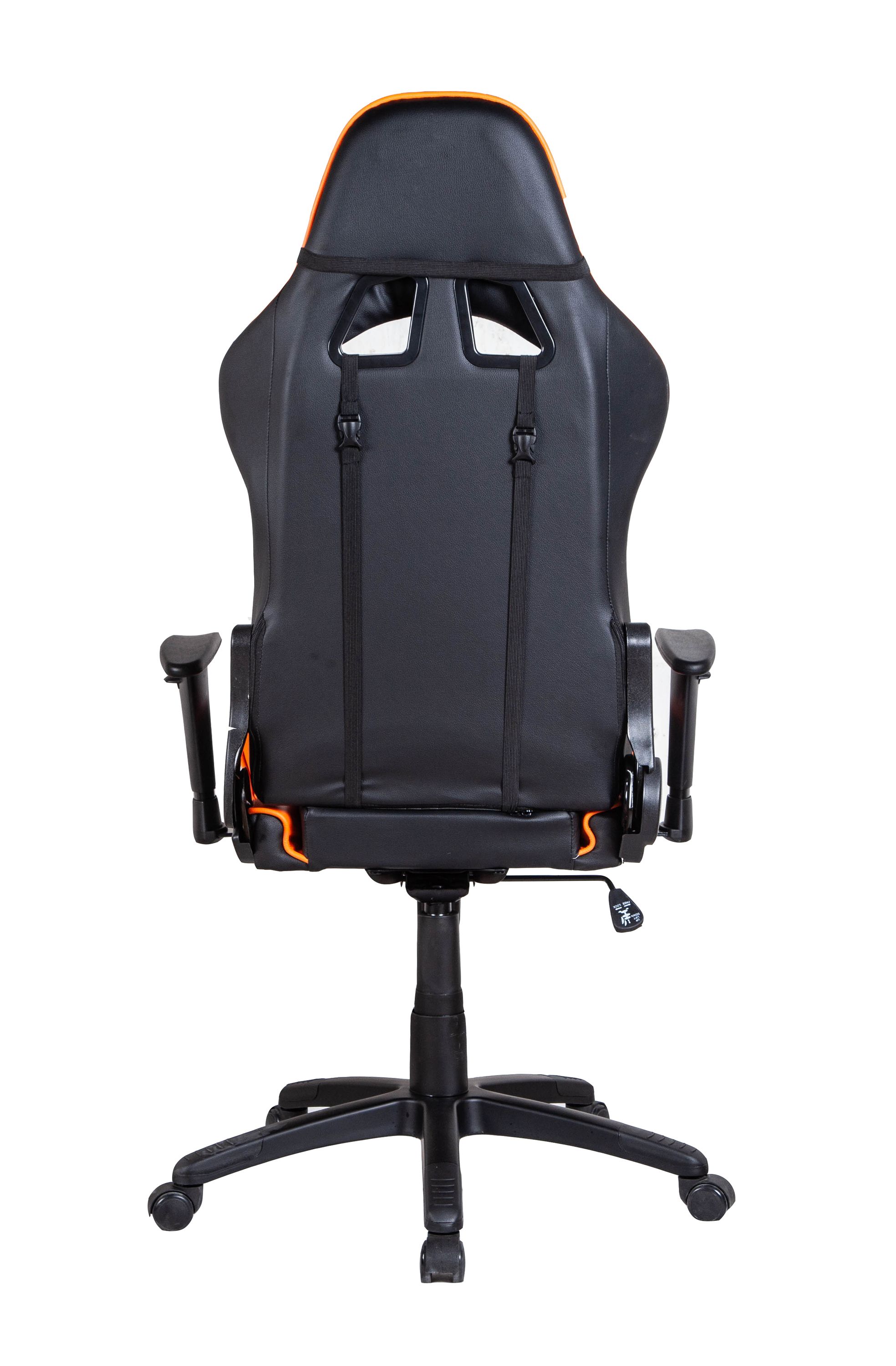 Gamingstuhl Bürostuhl Leder LIMITLESS schwarz/orange