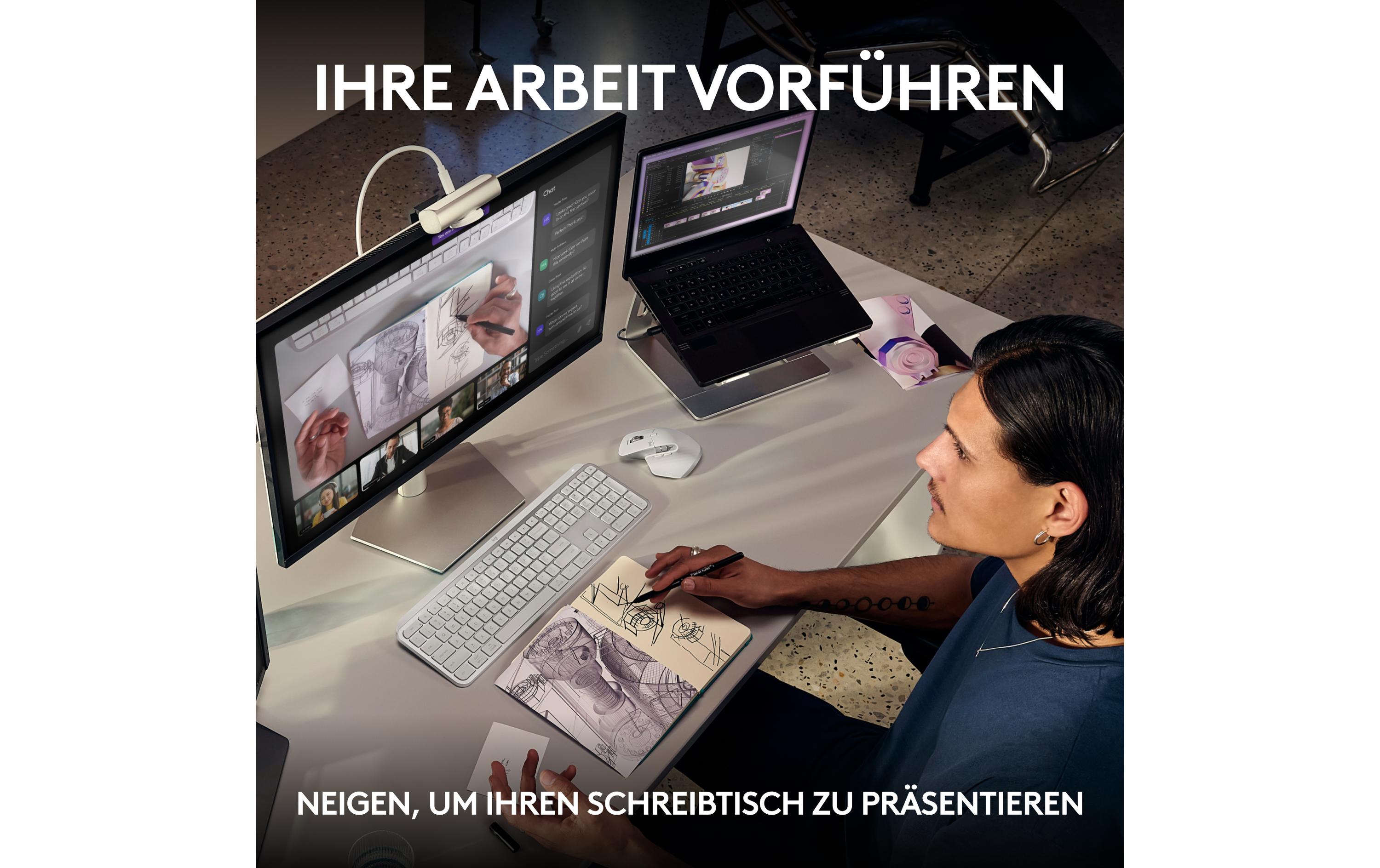 Webcam MX Brio 4K Pale Grey<br>4K-Webcam mit KI-gesteuerten Funktionen und erstklassiger Bildqualität