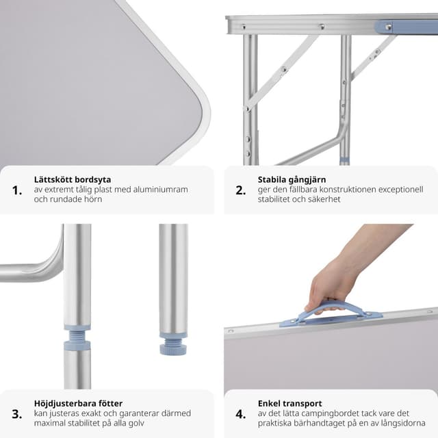 Campingbord i aluminium foldbar