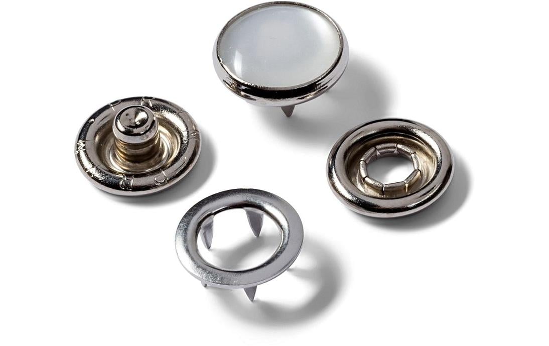 Druckknöpfe Jersey Kappe Weiss, 12 mm, 6 StückNähfreie Druckknöpfe zum Nachfüllen