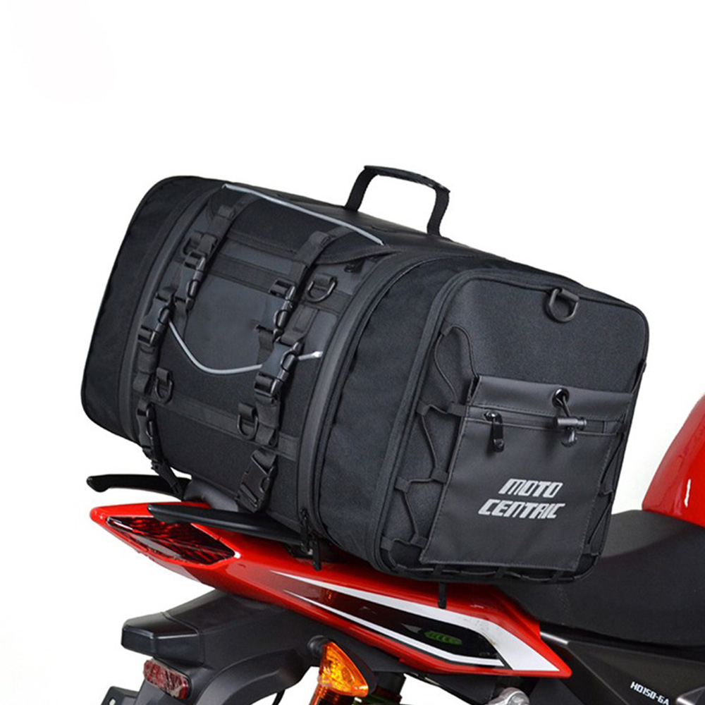 (50L) Oxford Motorrad Hecktasche Rücksitz Organizer Tasche mit Tragegurt / Reflektoren / Regenschutz - Schwarz