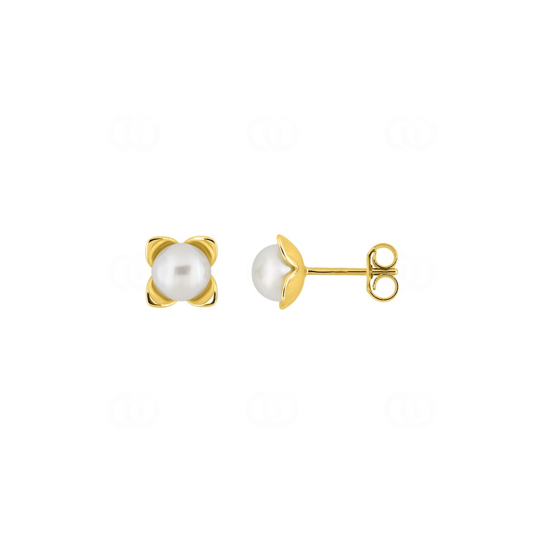 Ohrstecker 750/18 K Gelbgold mit Süsswasserzuchtperlen 5.0mm