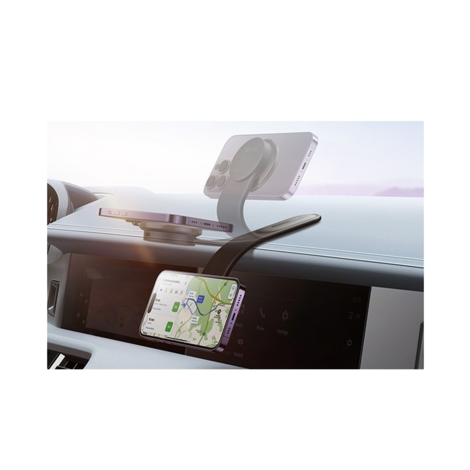 (15W) MagSafe Auto KFZ Ladegerät für Apple iPhone Mini/Pro/Max Klettverschluss Halterung - Schwarz