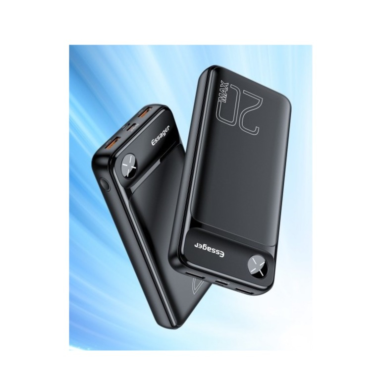 (20W) 20000mAh Fast Charge Ladegerät USB C / Dual USB A Powerbank (PD 3.0   QC 3.0)   LED Anzeige - Schwarz