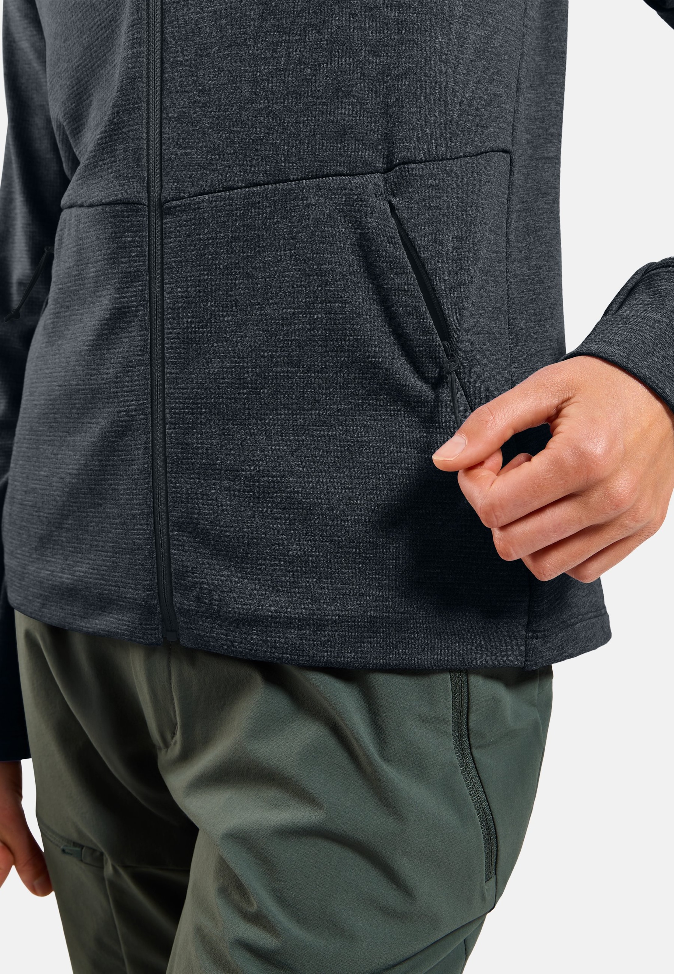 Essentials Multisport Mid Layer aus Grid-Fleece mit Reissverschluss in black melange