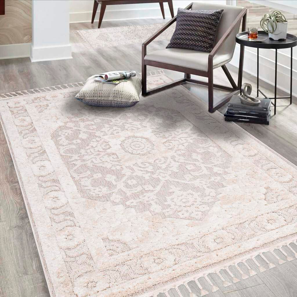 Carpet City Hochflor-Teppich »Valencia 732« rechteckig 20 mm Höhe Läufer, Boho-Stil, 3D-Effekt, Relief, Hoch-Tief-Struktur, mit Fransen
