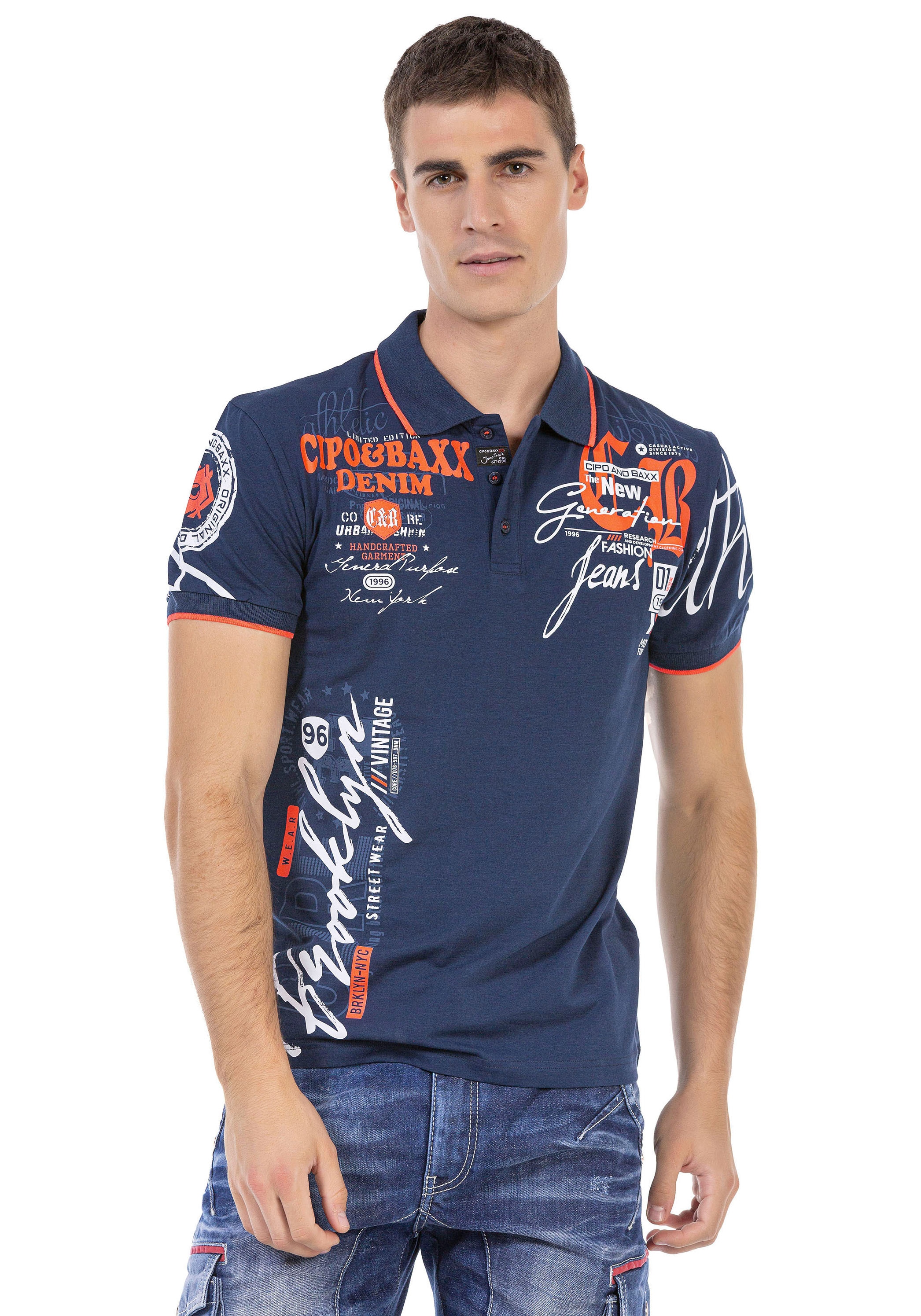Cipo & Baxx Poloshirt , mit markantem Print