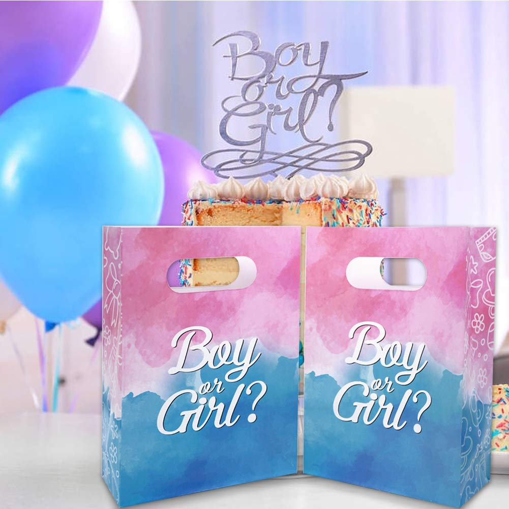 (24er Set) Baby Shower Tüten Geschenktaschen Gender Reveal Candy Gift Bags - Boy or Girl
