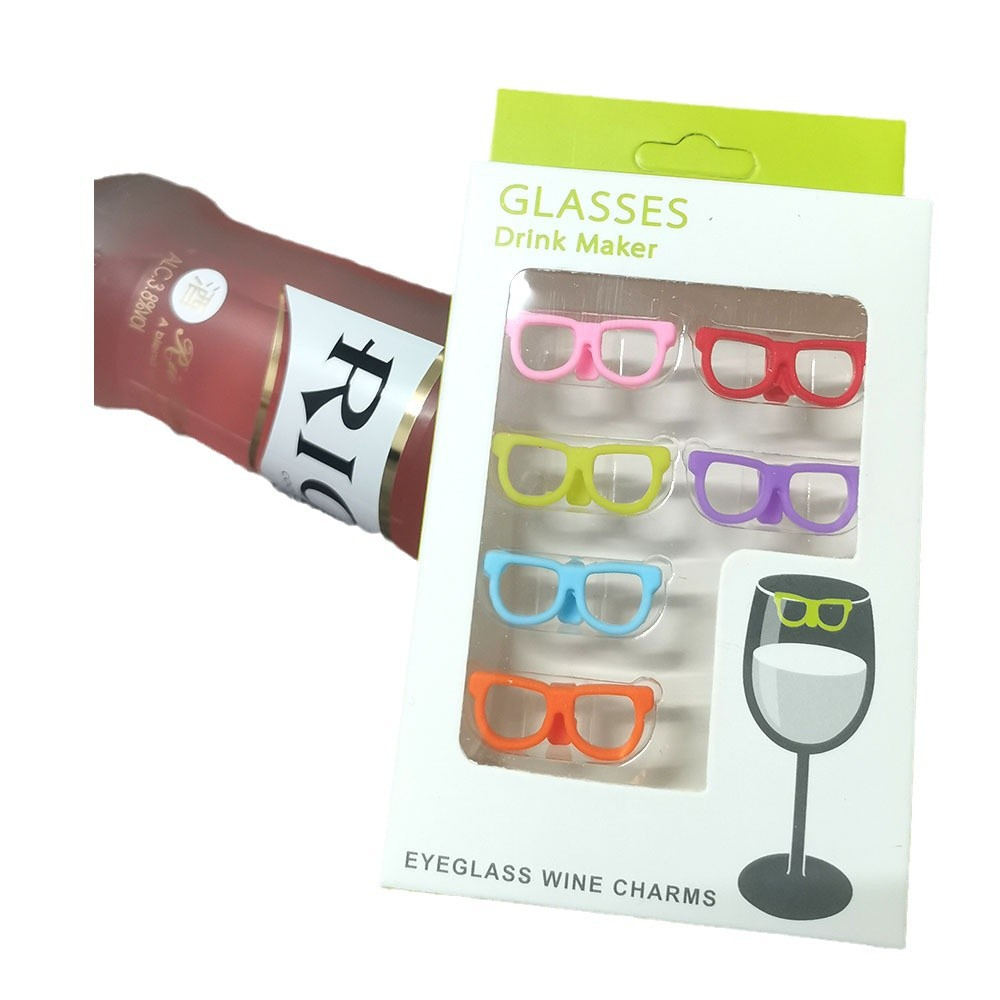 (6er Set) Silikon Glas Markierer Wiederverwendbare Trinkglas Markierung - Brille