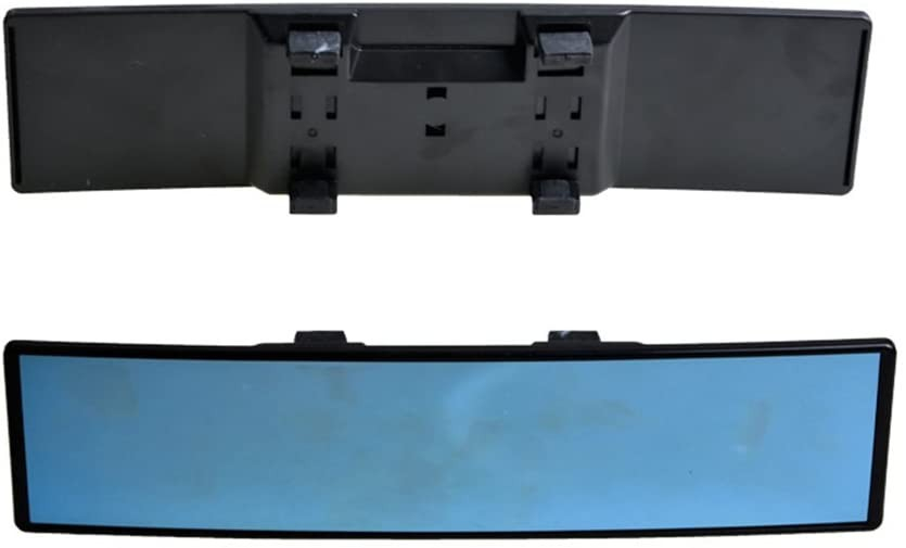 (30x7cm) Auto-Rückspiegel Weitwinkel Blaues Glas Panorama Anti-Glare gebogener Innenspiegel - Schwarz
