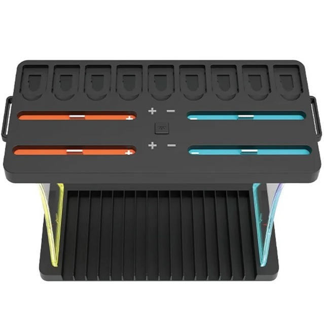 Joy-Con Ladestation mit RGB Ablagehalterung für Nintendo Switch 2 / Pro Controller / Switch-Games und Headset Kopfhörer - Schwarz