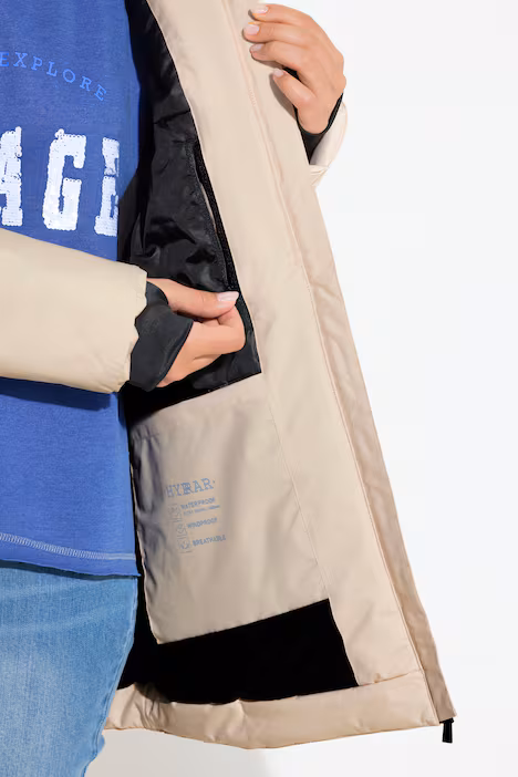 HYPRAR Funktionsjacke, wasserdicht, A-Linie, Kapuze, helles champagner