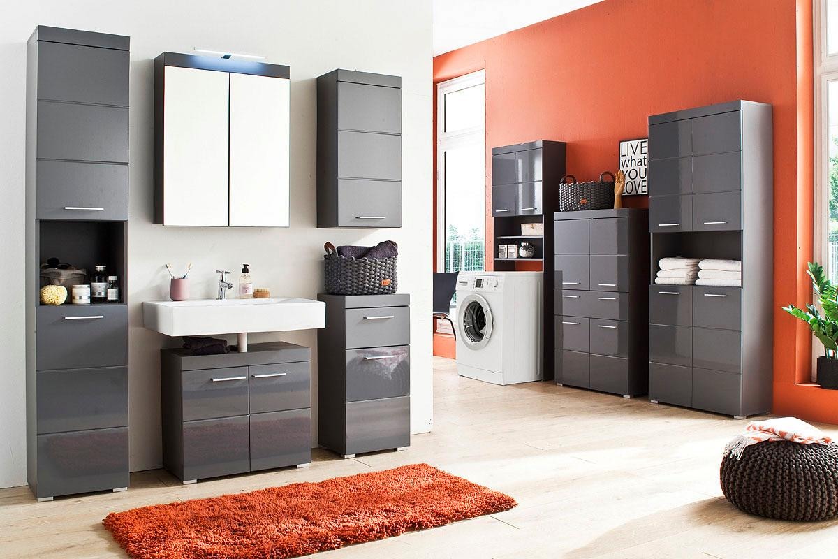 welltime Midischrank »Avena« Standschrank mit 4 Türen, 1 Schublade - (B/T/H) 73/31/130 cm