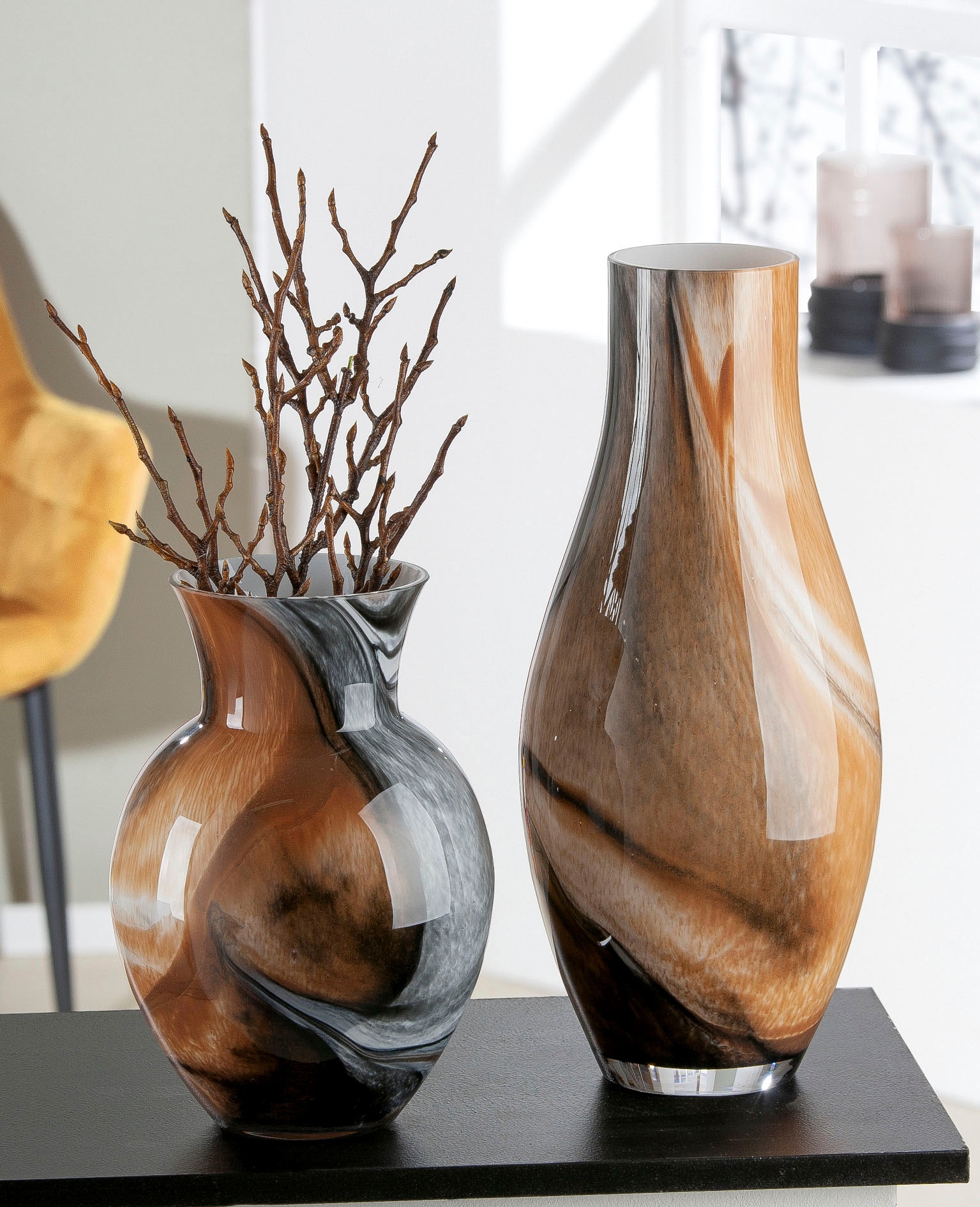 GILDE Tischvase »Draga, Höhe ca. 40 cm« dekorative Vase aus Glas, Blumenvase