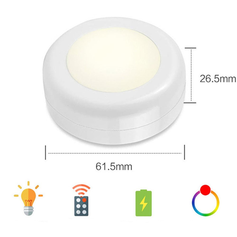 (3er Set) Kabelloses RGB LED Licht Nachtlicht mit Touch Control und Fernbedienung (Dimmbar) - Weiss