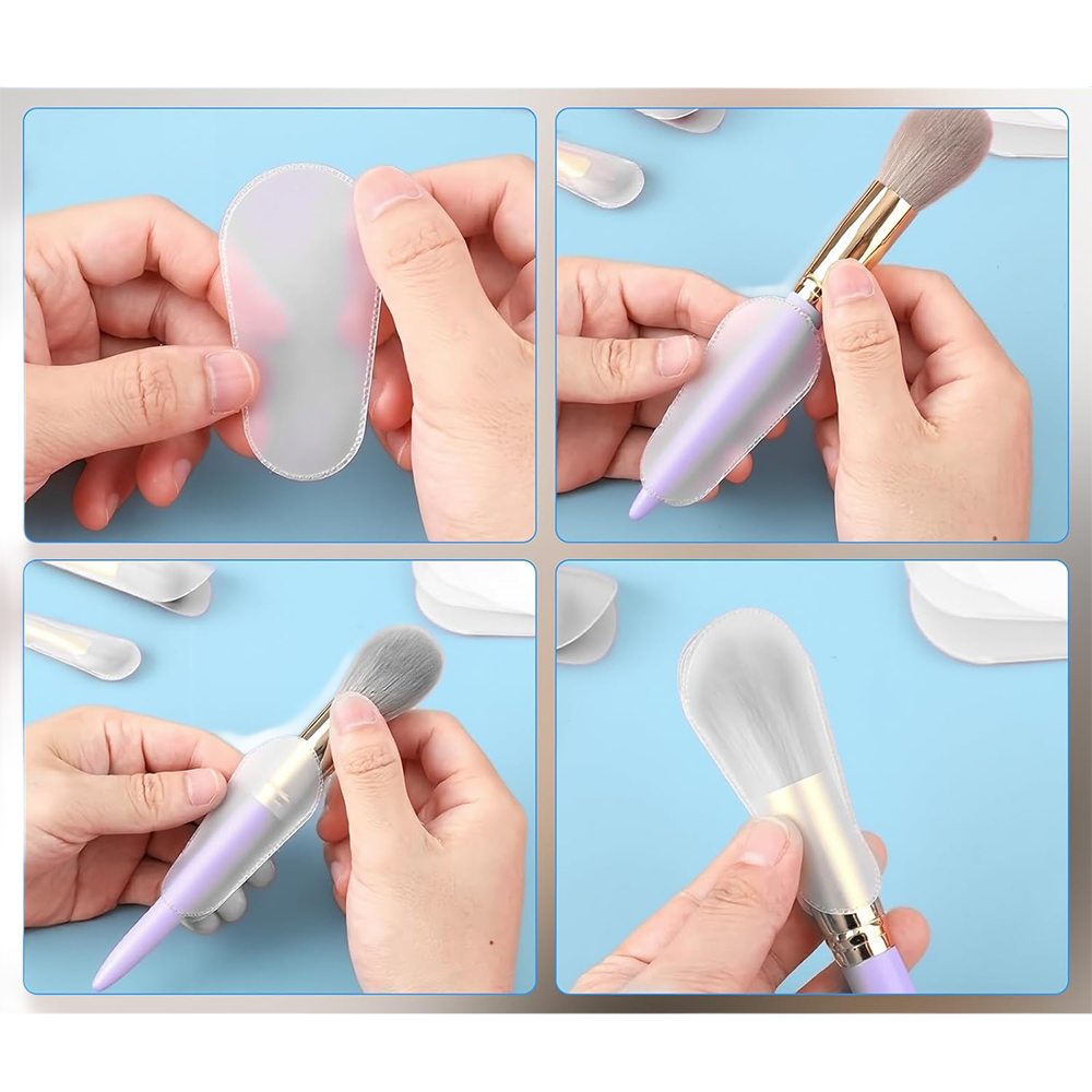 (9-tlg. Set) Make Up Pinsel Hüllen Kosmetik Pinselkopf Fleckenschutz Abdeckung - Transparent