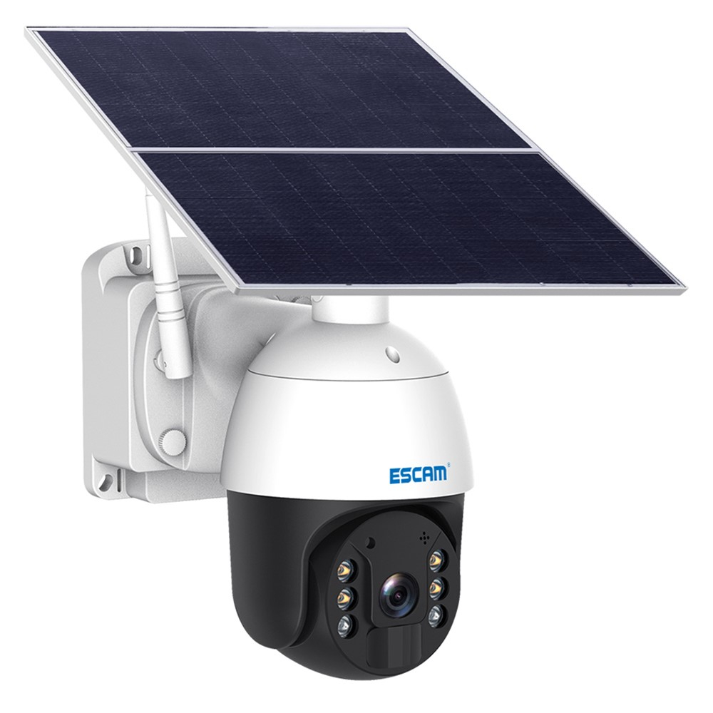 4G SIM Solar IP Kamera 3MP 1536p   2-Wege-Audio / Infrarot LED's Nachtsichtfunktion / Micro SD / Wandhalterung iOS/Android (IP66) - Weiss