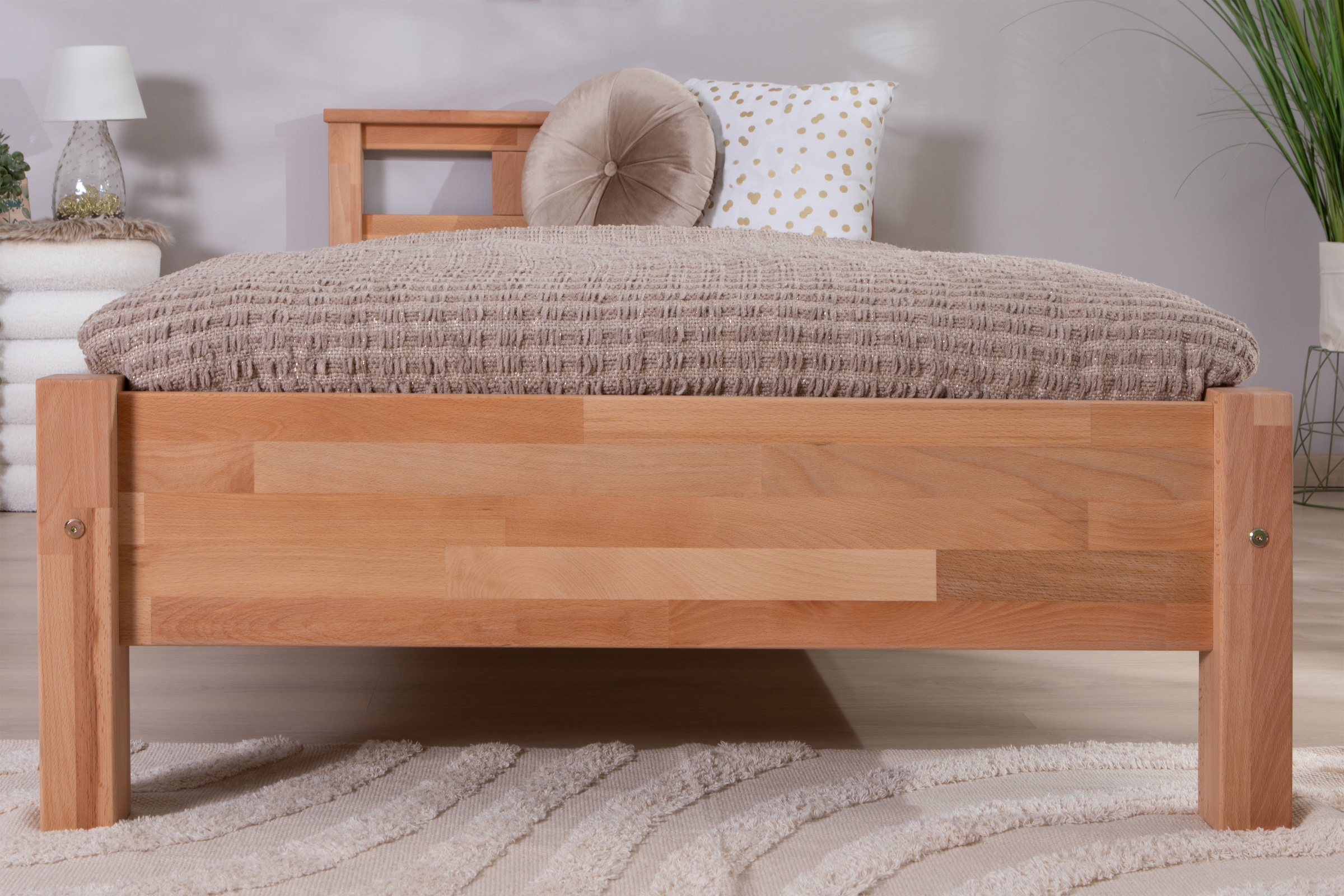 Ticaa Massivholzbett »Merci« Doppelbett, aus Buche Massivholz, inkl. Rollrost