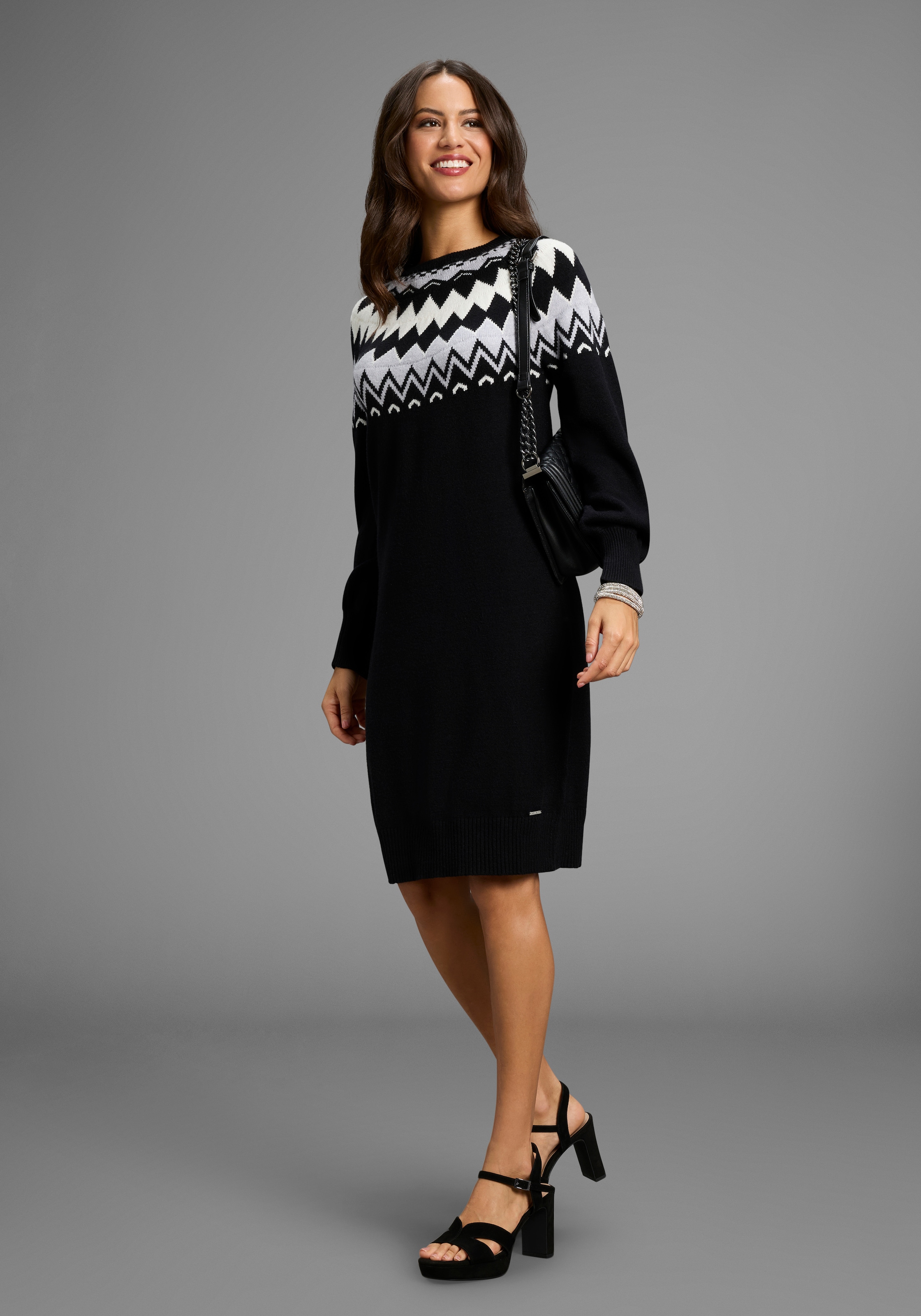 Laura Scott Strickkleid Ohne Taschen mit kuscheligem Norwegermuster - NEUE KOLLEKTION