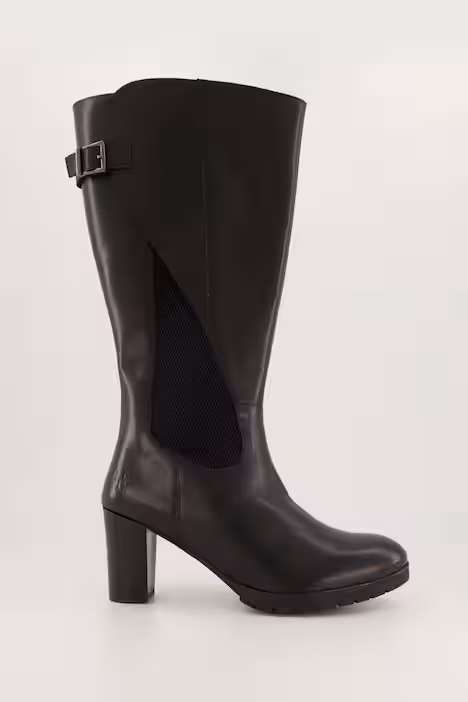 Lederstiefel, XXL-Schaft, Wechselfußbett, Weite H, schwarz